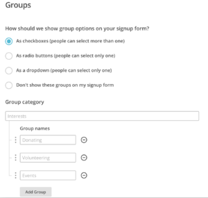 MailChimp Groups and Interests