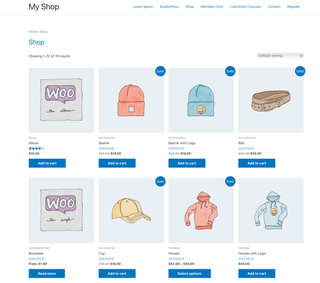 Astra theme WooCommerce shop page